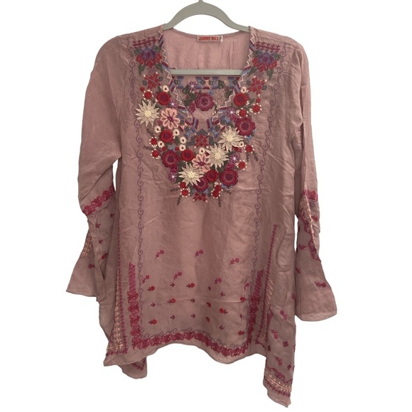 Johnny Was Wish Stitch Embroidered Tunic Top Zephyr Purple Size Small - Picture 4 of 10